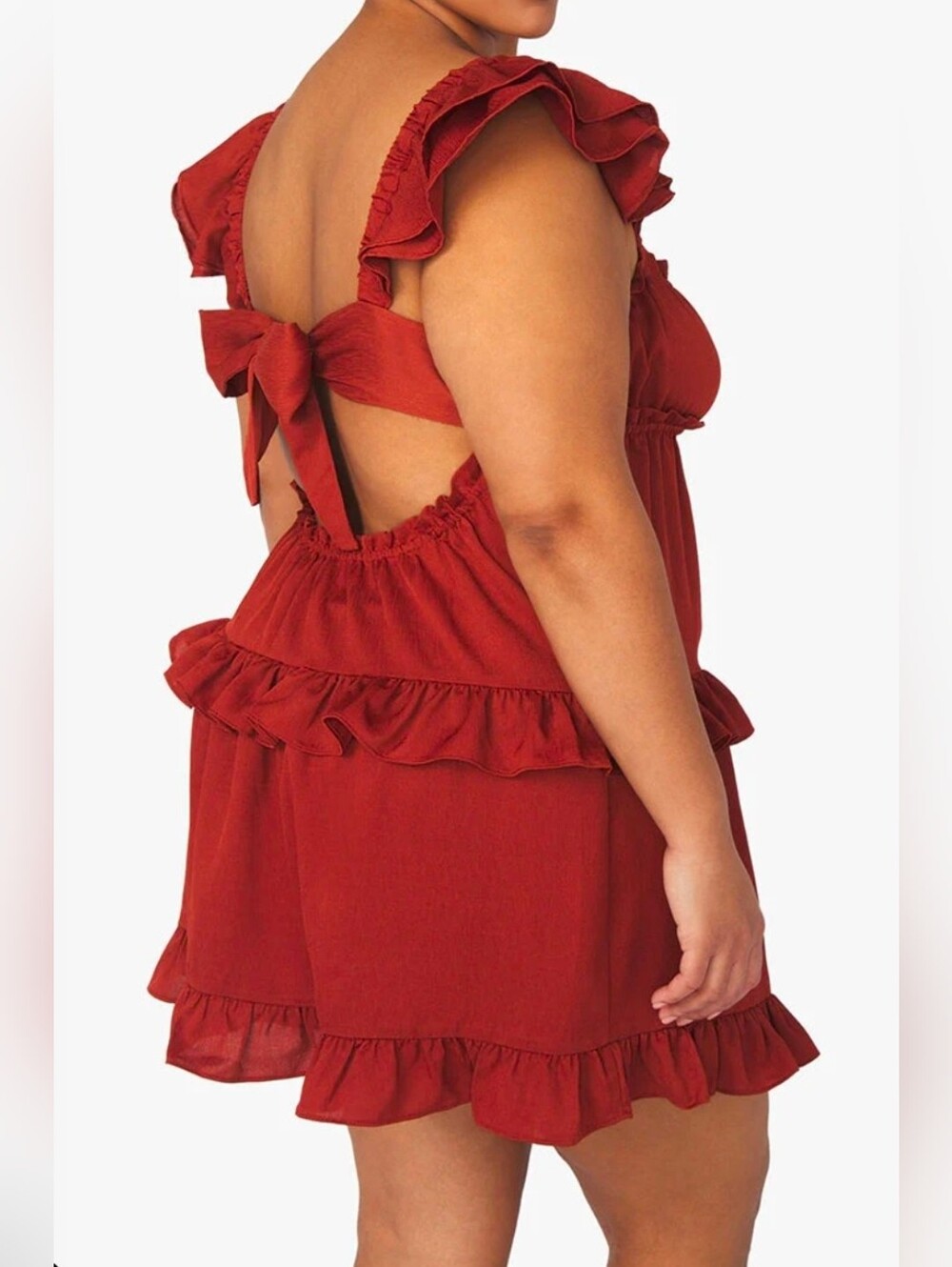 WeWoreWhat Ruffle Chiffon Mini Tie Back Dress